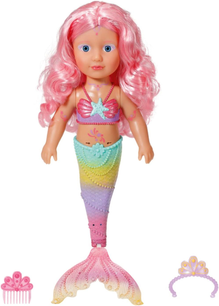 Zapf Creation 833681 BABY born Little Sister Meerjungfrau 46cm - Meerjungfrauen-Puppe langen Haaren,