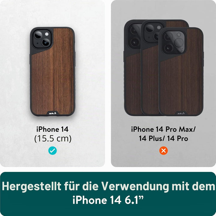 Mous - Hülle für iPhone 14 - Walnuss - Limitless 5.0 - Handyhülle iPhone 14 MagSafe-Kompatibel Case