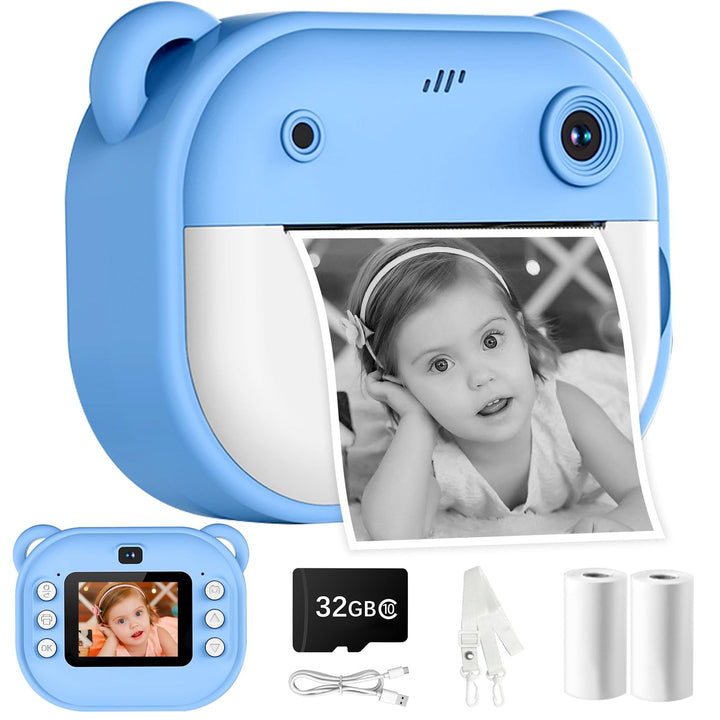 Sofortbildkamera Kinder, 1080P Dual-Linse Kinderkamera Sofortbildkamera, 2" Bildschirm Digitalkamera