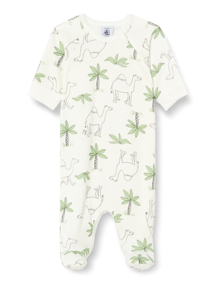 Petit Bateau Unisex Baby Schlafanzug mit Reissverschluss 18 Monate Weiss Marshmallow / Mehrfarbig, 1