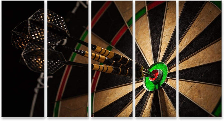 islandburner Bild auf Leinwand Drei Darts Bulls Eye Close Up Hobbyraum Dart Bilder Wandbilder Poster