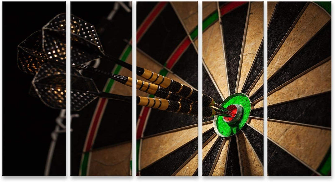 islandburner Bild auf Leinwand Drei Darts Bulls Eye Close Up Hobbyraum Dart Bilder Wandbilder Poster