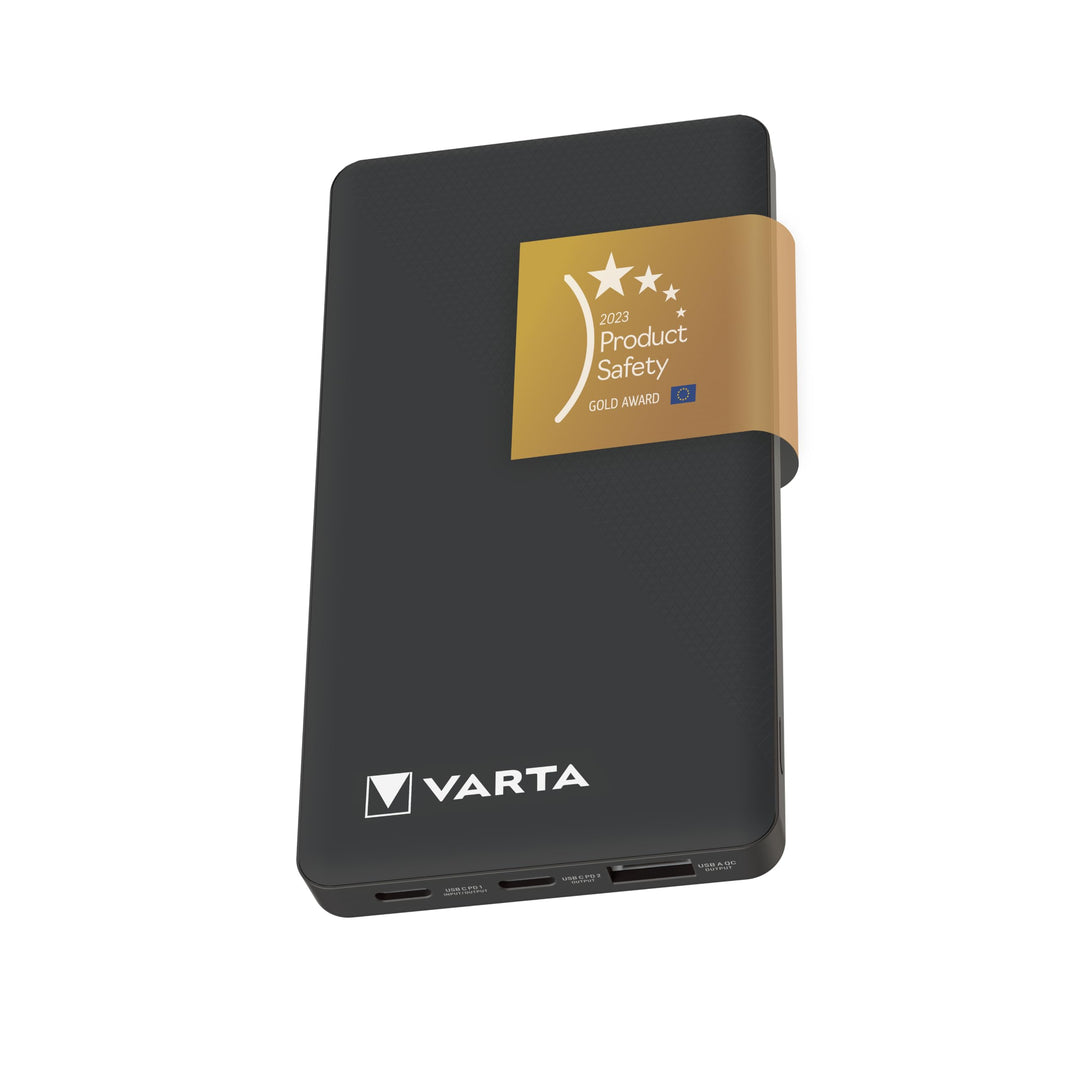 VARTA Power Bank 10000mAh, Powerbank Power on Demand mit 4 Anschlüssen (1x Micro USB, 2x USB A, 1x U