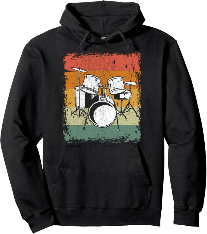 Retro Drummer Geschenk Rock Vintage Schlagzeug Pullover Hoodie