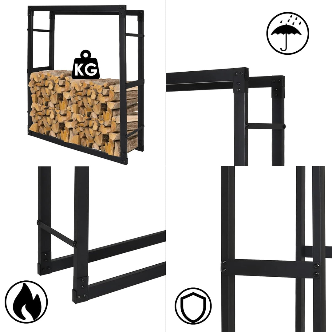 EINFEBEN Kaminholzregal In Matt Schwarzem Design, Stabiles Metall-Gestell, Aus Edelstahl Brennholzre