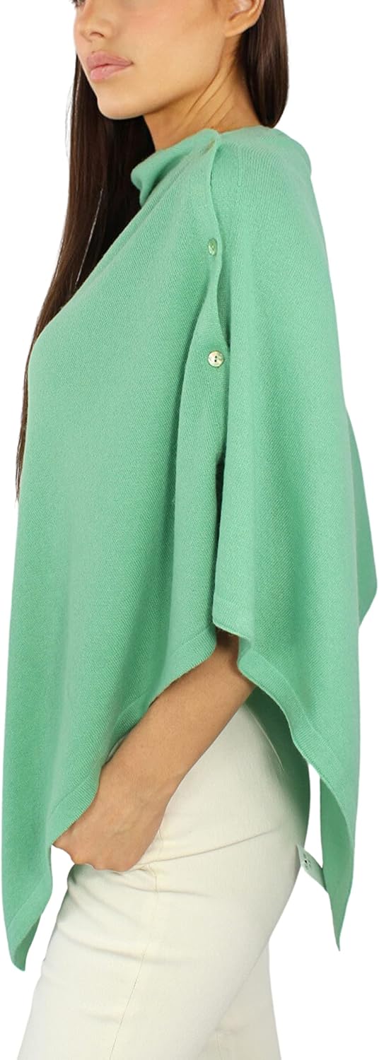 Win's Damen Poncho aus Kaschmirgemisch - Made in Italy Einheitsgrösse Apfelgrün, Einheitsgrösse Apfe