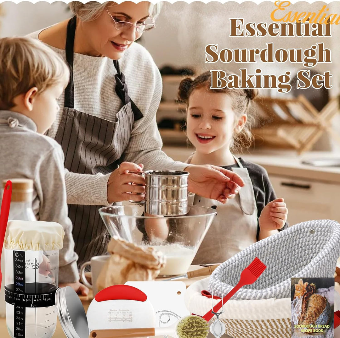 IIRC Sauerteig Starter Set, Brot Gärkörbchen Set, Sauerteig Zubehör für Anfänger, Erfahrener Bäcker