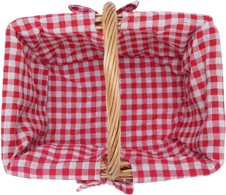 Cocoarm Picknickkorb aus Korbgeflecht, Handgewebt, Vintage-Stil, Abnehmbares Innenfutter, Rot karier