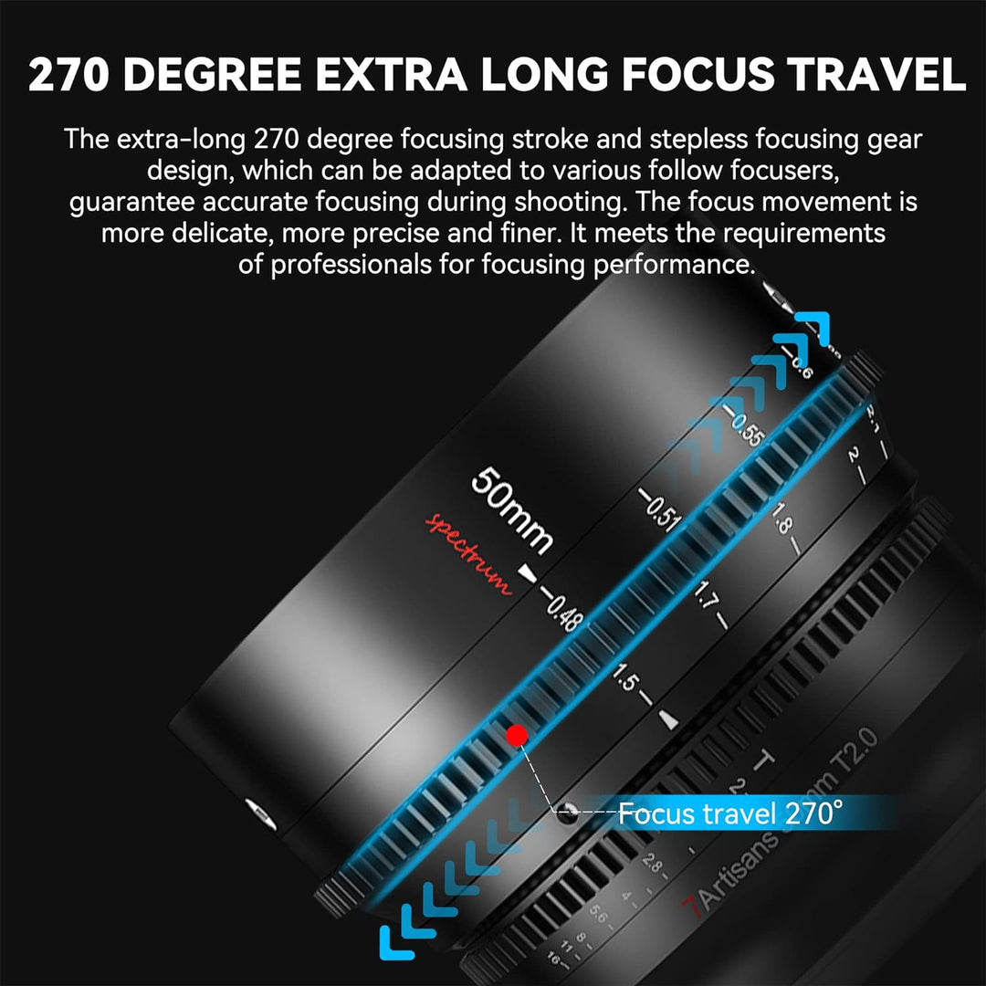 7artisans 50 mm T2.0 grosse Blende, Vollrahmen-Cine-Objektiv, kompatibel mit Nikon Z-Mount, manuelle