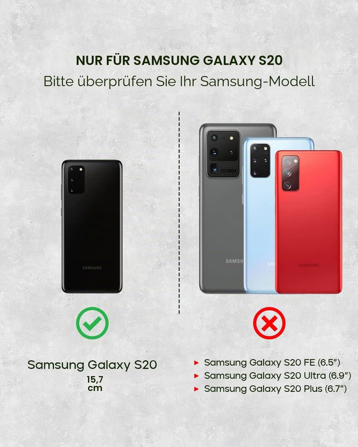 Porter Riley - Lederhülle für Samsung Galaxy S20. Premium Echtleder Standhülle/Cover/Brieftasche kom