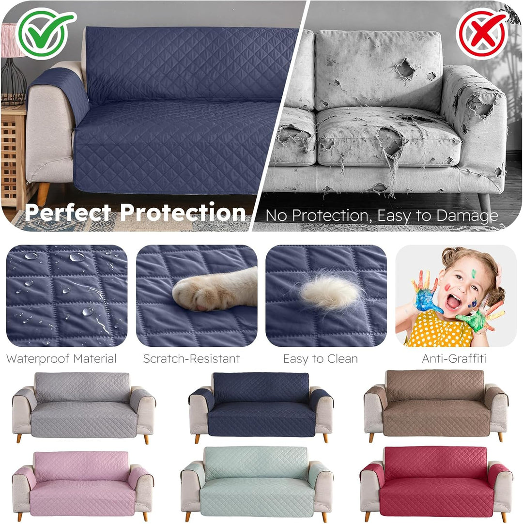 PETCUTE Sofabezug Sofaüberwurf Anti-Rutsch Sofa schonbezug wasserdichtes Sofabezüge 3 Sitzer Quilted