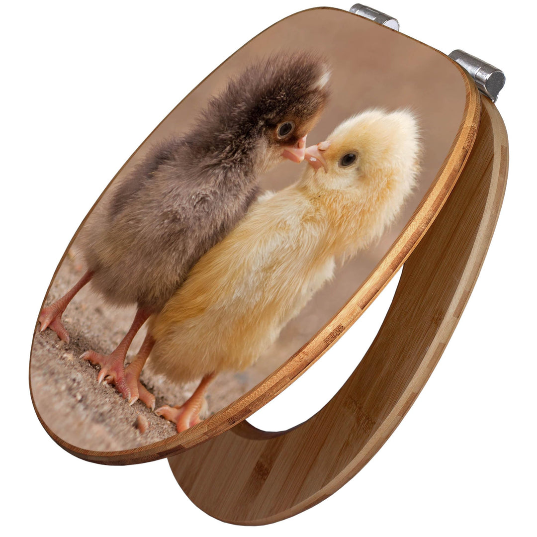 banjado Design WC Sitz Bambus Absenkautomatik 45,8x37,5cm - Toilettendeckel mit Absenkautomatik Holz