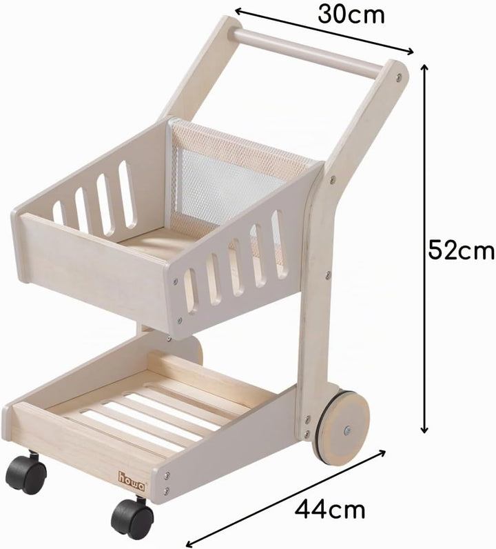 howa Spielzeug Einkaufswagen aus Holz für Kinder – Kaufladen Zubehör Natur, beige 4899