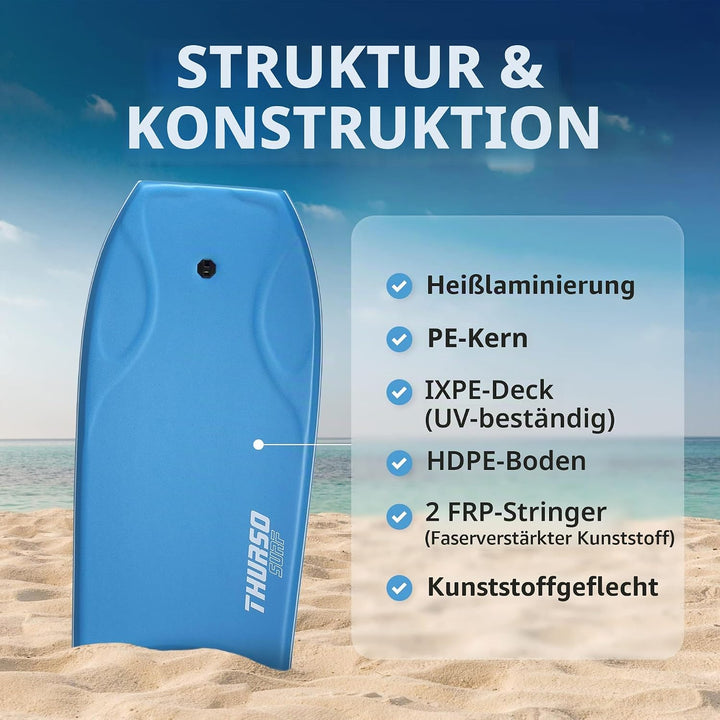 THURSO SURF 42 Zoll Bodyboard für Strand und Pool – Leichtes PE-Core mit IXPE-Deck, HDPE-Boden und F