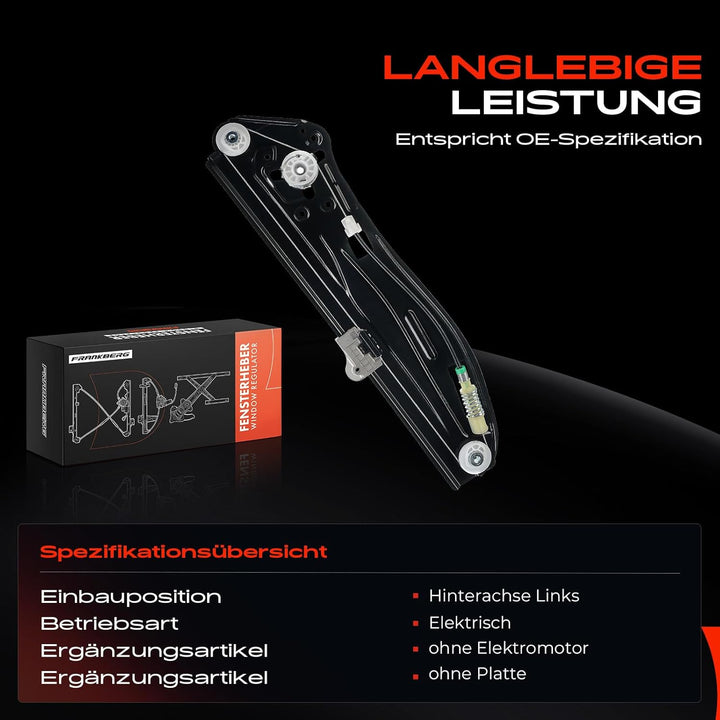 Frankberg Fensterheber Ohne Motor Hinten Links Kompatibel mit 7er E65 E66 E67 730 735 740 745 750 76