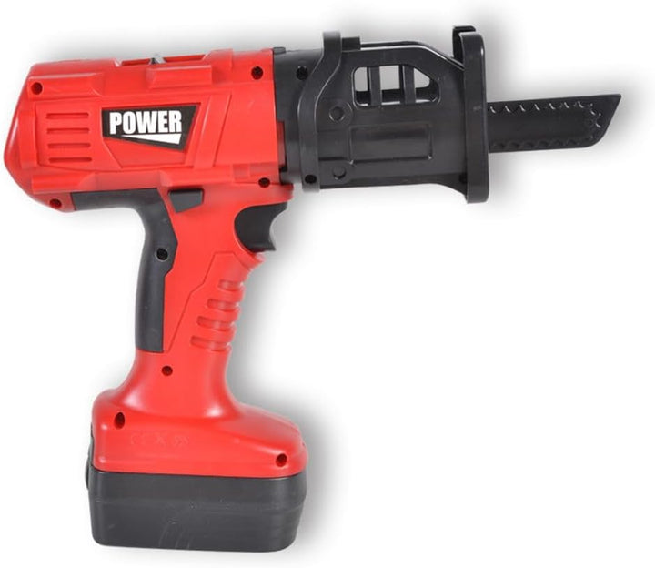 Moni Kinderwerkzeug-Set Säbelsäge T1402 elektrisch, Lineal, Mitarbeiterausweis rot, Rot