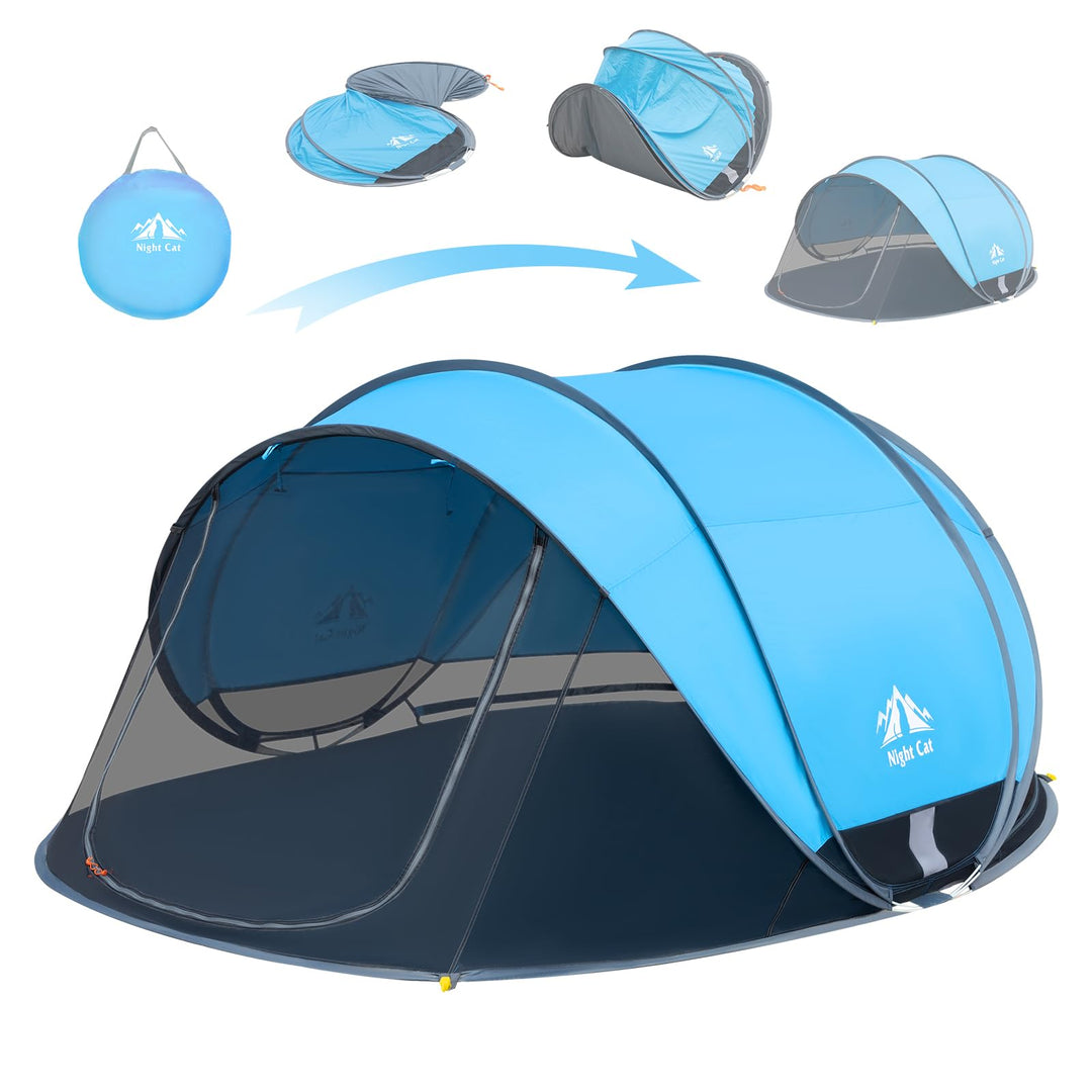 NIght Cat Pop Up Strand Zelt: 3 4 Personen Camping Strandmuschel mit Moskitonetz uv Schutz 50+ Sonne