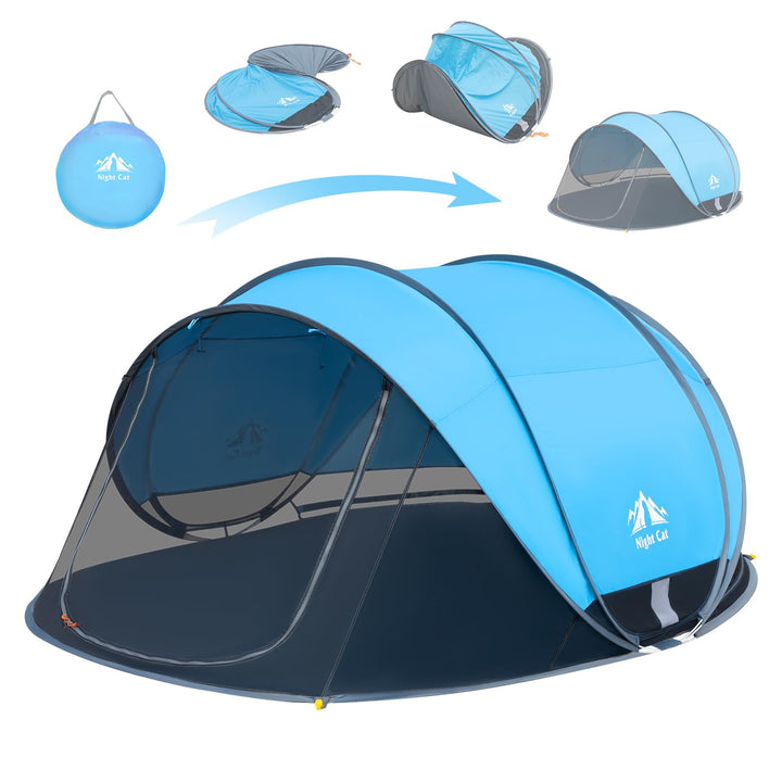NIght Cat Pop Up Strand Zelt: 3 4 Personen Camping Strandmuschel mit Moskitonetz uv Schutz 50+ Sonne
