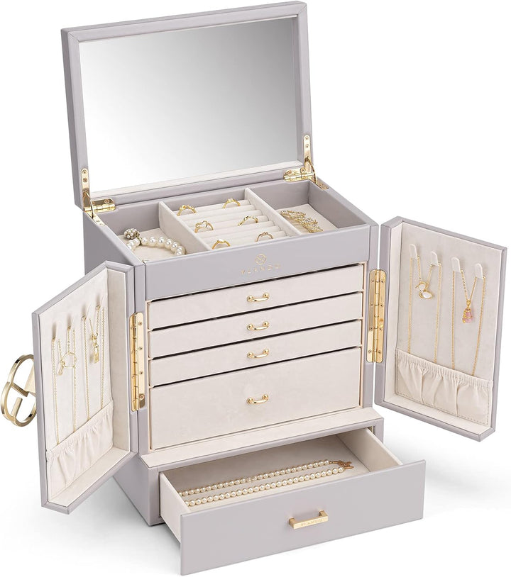 Vlando Schmuckaufbewahrung Gross, Schmuckschatulle Schmuck Organizers Gross XXL, Schmuckkästchen mit