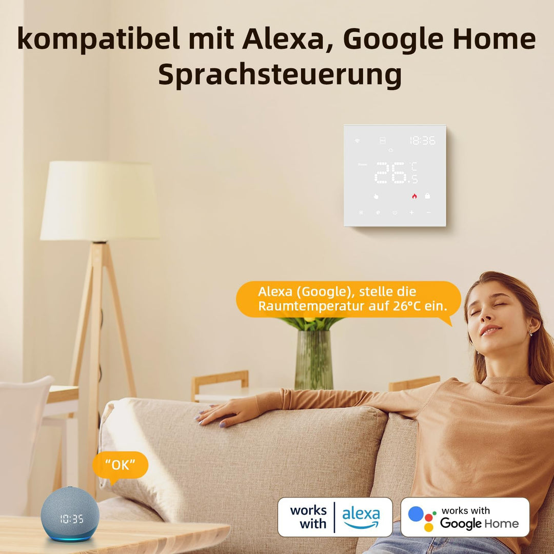 Thermostat Für Elektrische Fussbodenheizung, Smart WiFi Programmierbar Raumthermostat Unterstützen A