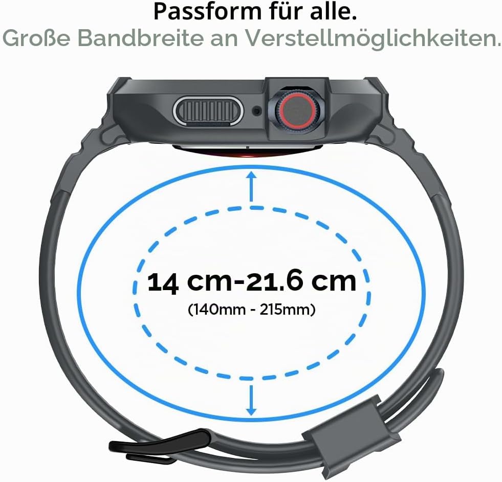 Spigen Rugged Armor Pro Hülle mit Band für Apple Watch 45/44mm | TPU-Unibody-Hülle mit Armband, Carb