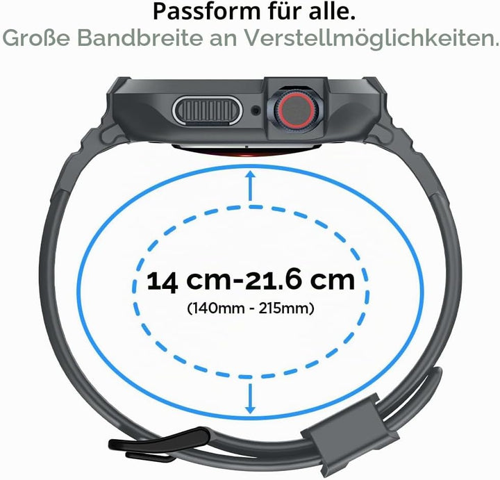 Spigen Rugged Armor Pro Hülle mit Band für Apple Watch 45/44mm | TPU-Unibody-Hülle mit Armband, Carb