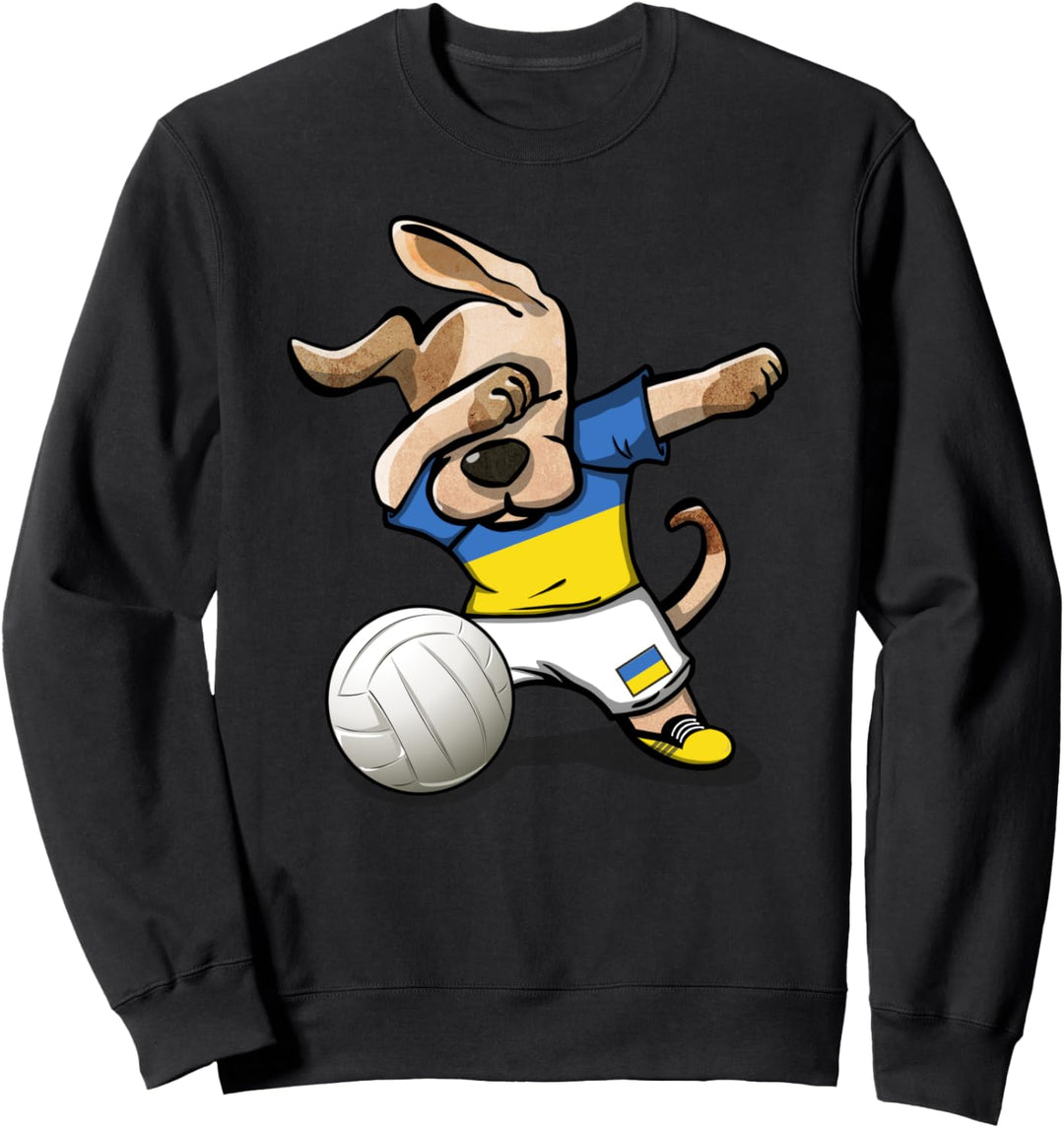Tupfender Hund Ukraine Volleyball Ukrainische Flagge Sport Sweatshirt