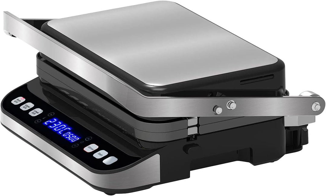Rosenstein & Söhne Grill: Digitaler Panini-, Sandwich- & Kontaktgrill, Timer & Memory, 2.000 W (Kont
