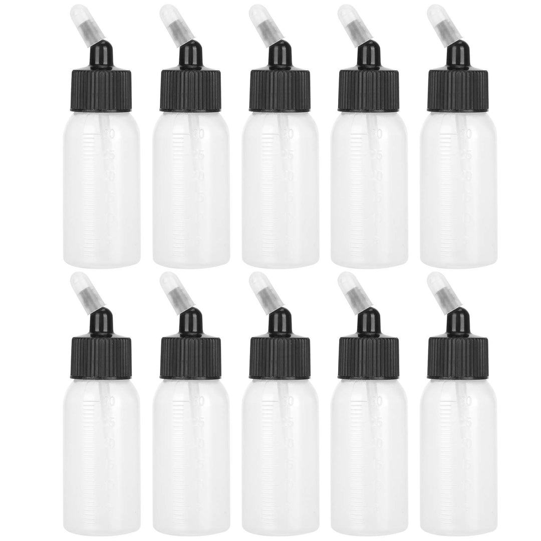 Tnfeeon Airbrush-Flaschen, 10 Stück 30-ml-Kunststoffflaschen Airbrush-Farbflaschen für Dual-Action-S