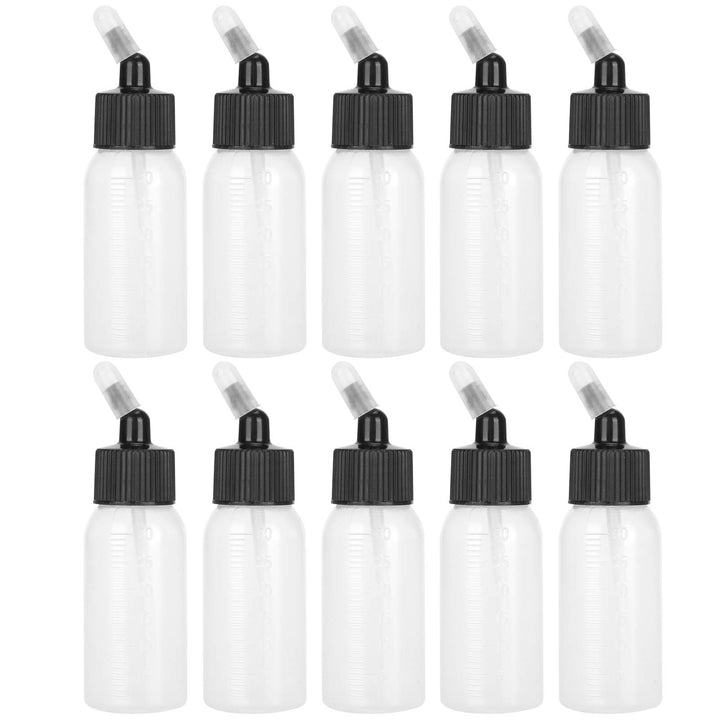 Tnfeeon Airbrush-Flaschen, 10 Stück 30-ml-Kunststoffflaschen Airbrush-Farbflaschen für Dual-Action-S