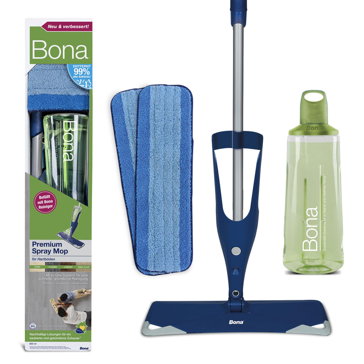 Bona Bodenwischer mit Sprühfunktion für Fliesen Laminat Stein, Fliesenreiniger Laminatreiniger Spray