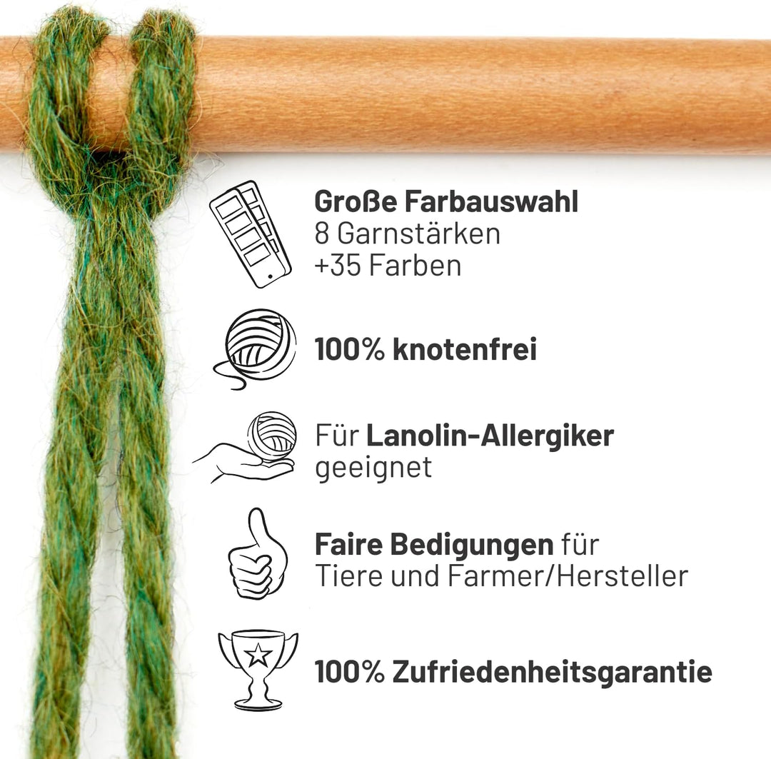 100% Baby Alpakawolle in 50+ Farben (kratzfrei) - 300g Set (6 x 50g) - weiche Alpaka Wolle zum Stric