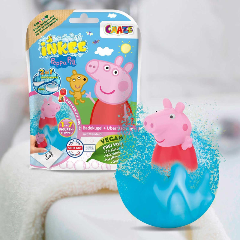 INKEE SURPRISE - 8er Set Peppa Pig Badekugeln Kinder mit Überraschung, Peppa Wutz Spielzeug für die