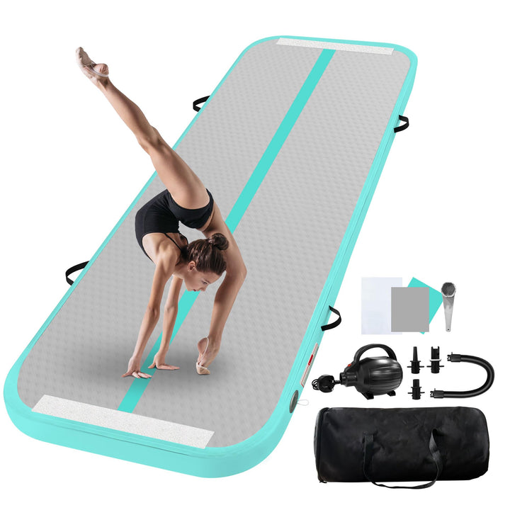 Aufblasbar Turnmatte Matten, 2M/ 3M/ 4M/ 5M/ 6M,10CM Hoch Luft-Trainingsmatte mit Luftpumpe, für Fam