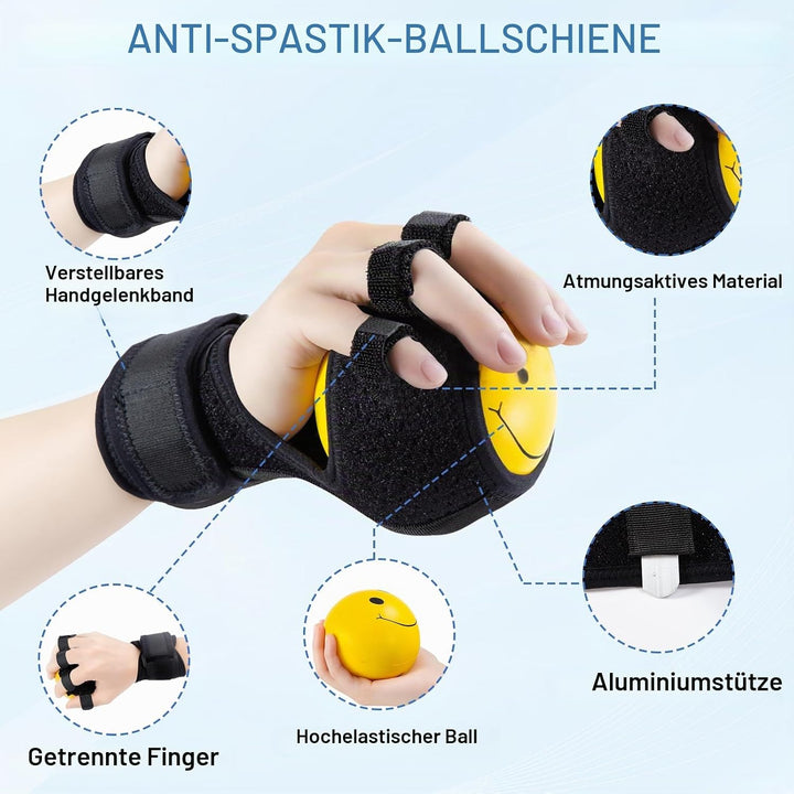 Handtrainer Fingertrainer, Handkraft Trainer Mit Gespaltenen Fingern, Anti Spasticity Splint Mit Bal