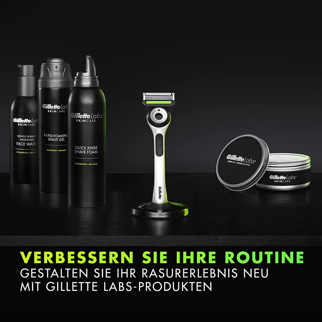 Gillette Labs Nassrasierer Herren, Rasierer mit Reinigungs-Element + Reise-Etui zur Aufbewahrung für
