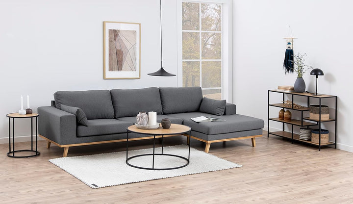AC Design Furniture Jörn runder Beistelltisch mit Tischplatte in Eichenoptik und schwarzem Metallfus