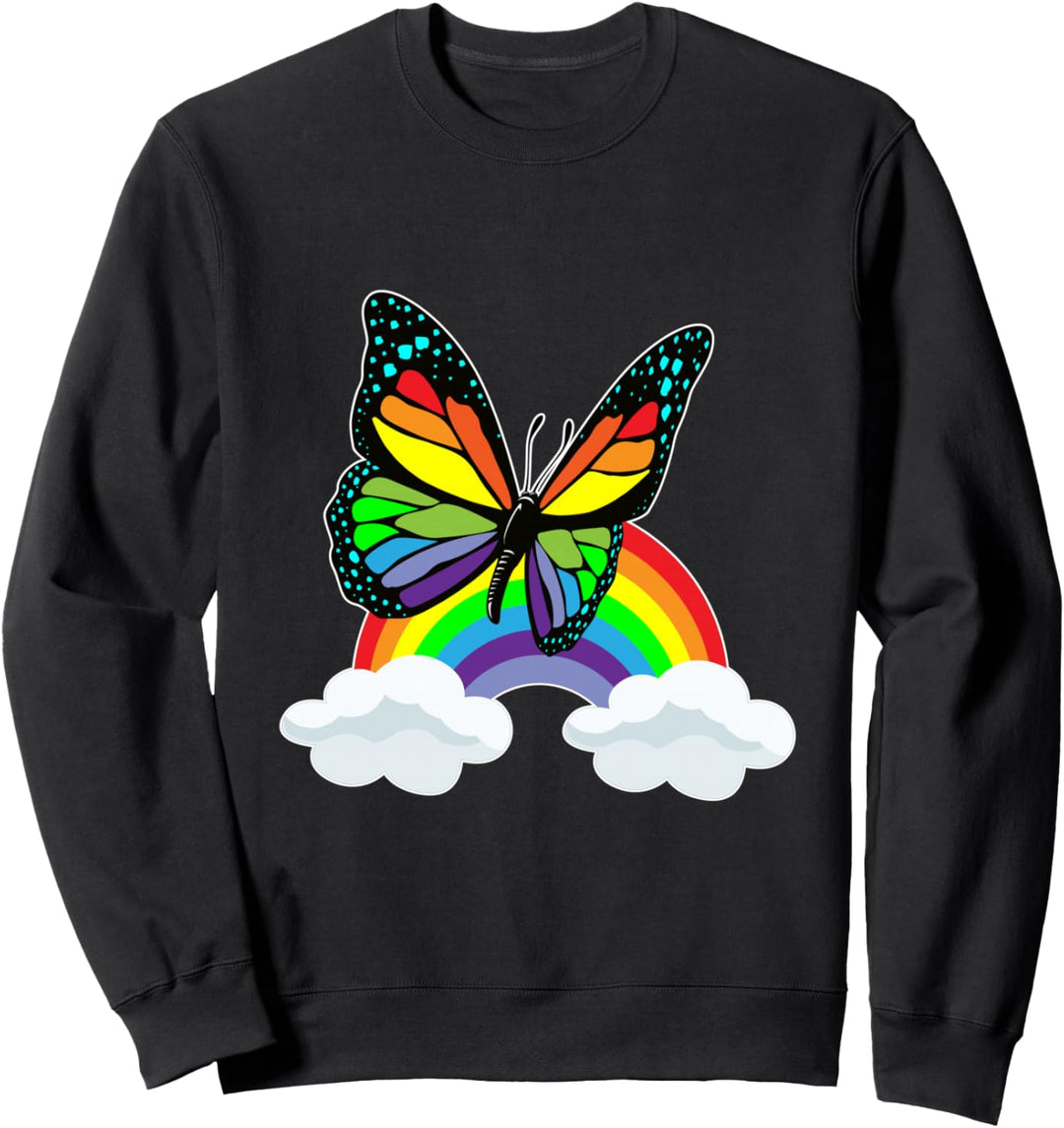 Schmetterling Regenbogen Wolken Sweatshirt