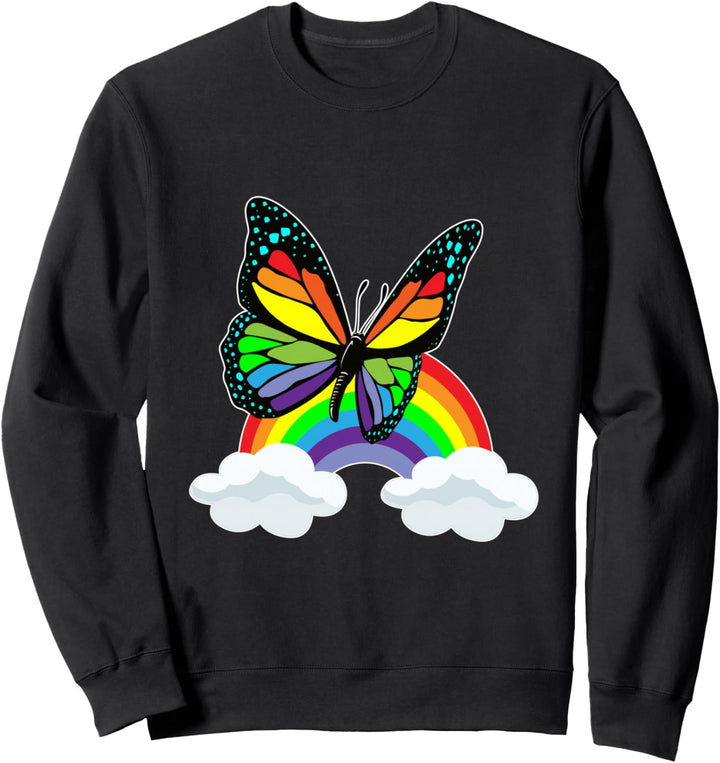 Schmetterling Regenbogen Wolken Sweatshirt