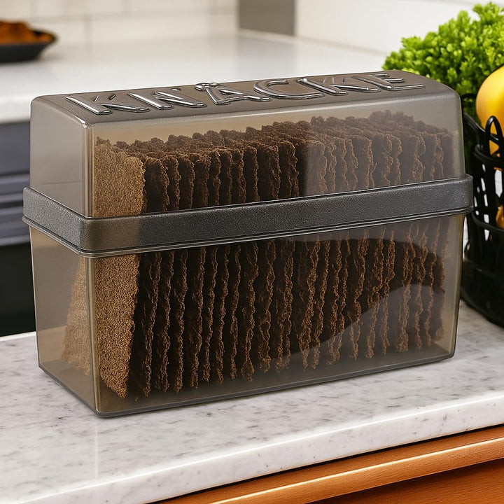 Knäckebrotdose Knäckebrot Box mit Deckel - Brotbox - luftdicht - Aufbewahrungsbox - Transparent/weis