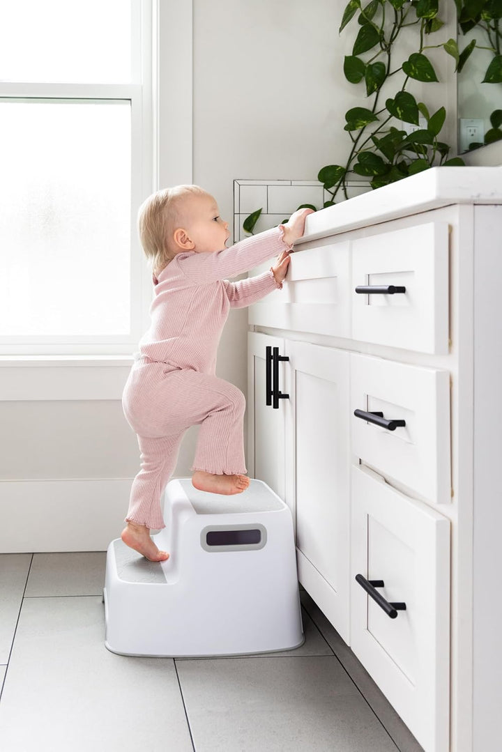 Ubbi Wide 2 Step Stool for Kids, Toddler Stool for Toilet Potty Training, Slip Resistant Soft Grip f