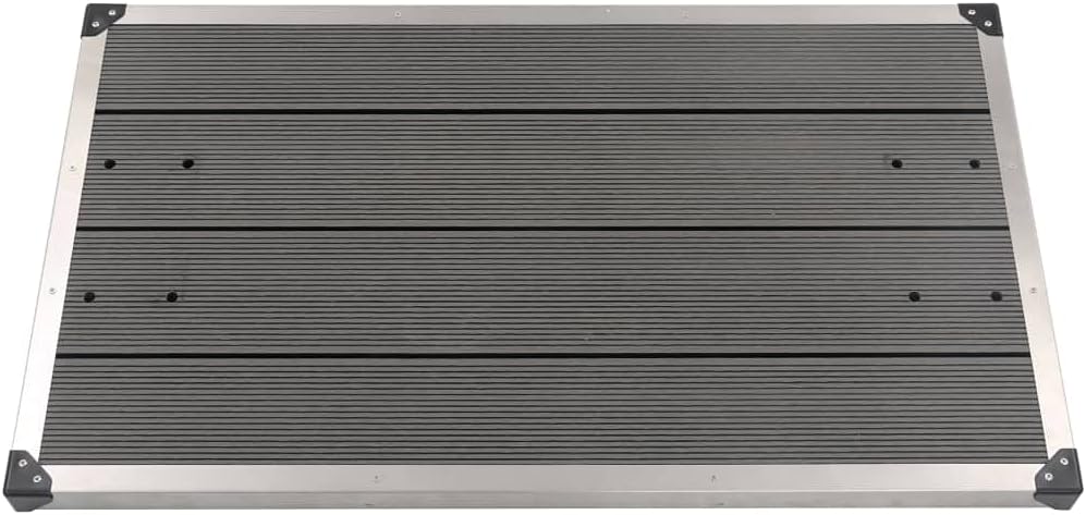Garten-Duschwanne WPC Edelstahl 110x62 cm Grau Duschtasse Duschmatte Duschvorleger Duschmatte Rutsch