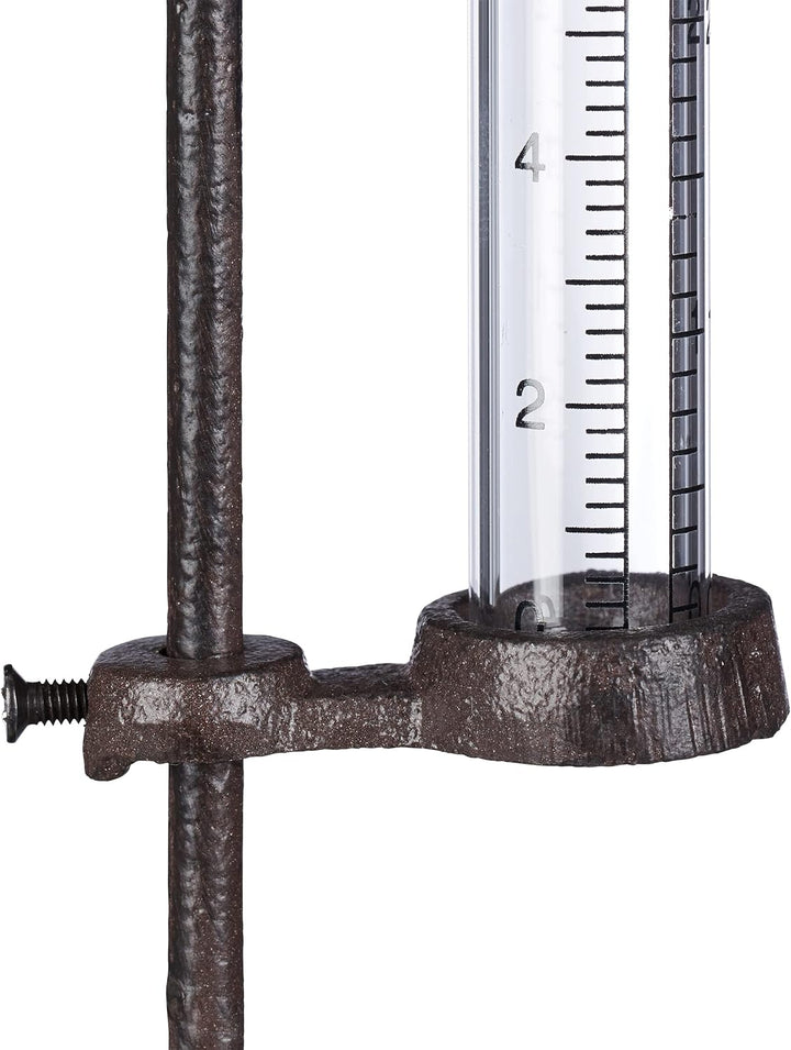 4 x Regenmesser Hahn, Erdspiess, Deko Niederschlagsmesser, 17cm 7inch, Behälter Glas, Gartenstecker,