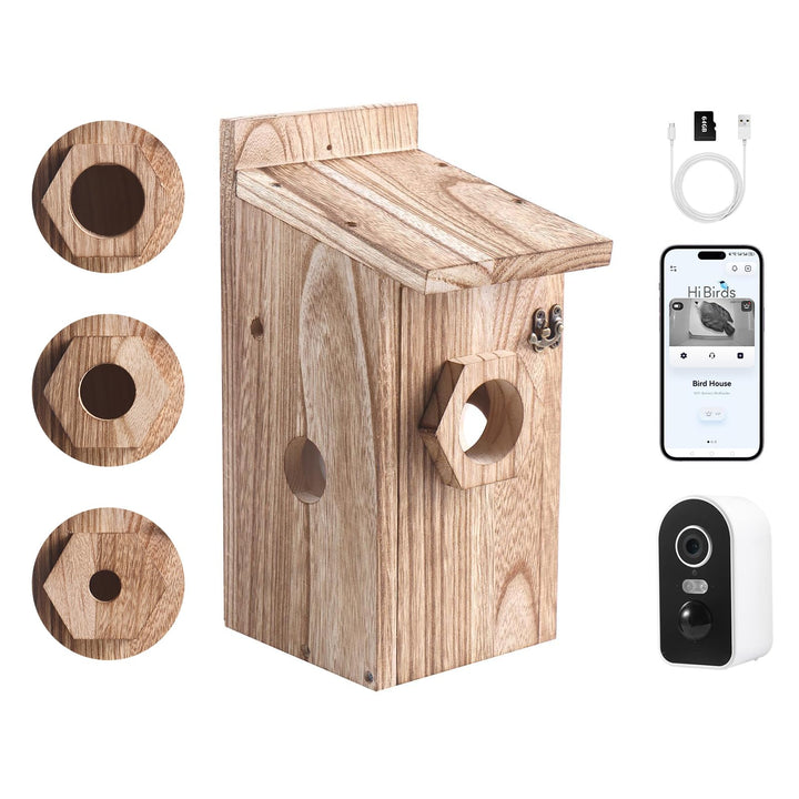 Nistkasten mit 4MP Kamera WLAN, Vogelhaus zum Aufhängen Wetterfest, 2,4 G WiFi &amp; App Benachrichtigun