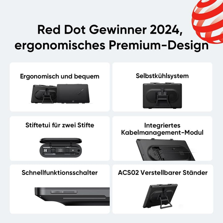 XPPen Artist 24 Pro (Gen 2) 4K Grafikdisplay, 23,8 Zoll Grafikmonitor mit X3 Pro Stift，Geeignet für