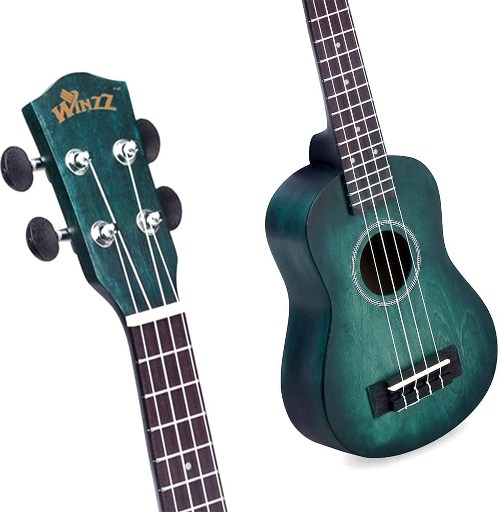 Winzz 21" Sopran Ukulele Anfänger Set Kinderm Erwachsene, Einzigartiges Farbdesign, mit Tasche, Stim