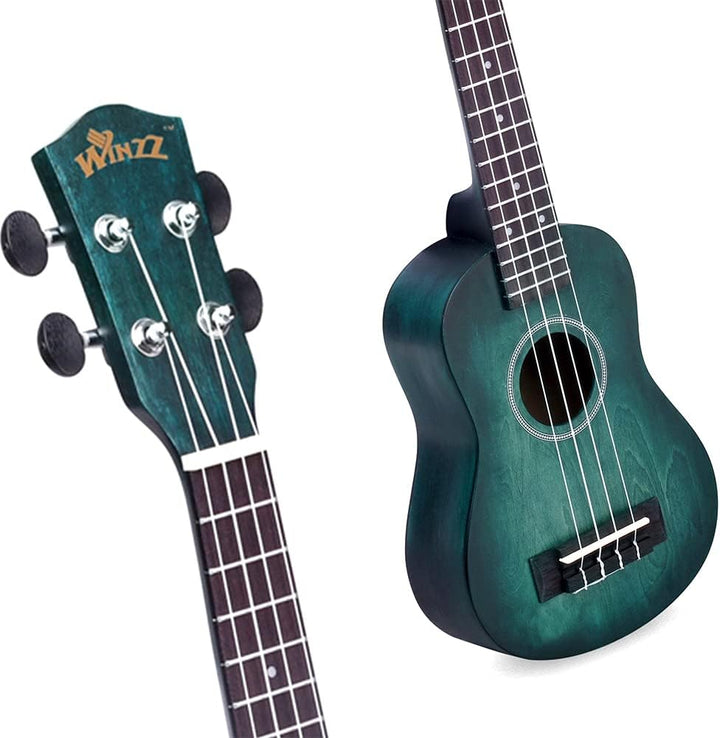 Winzz 21" Sopran Ukulele Anfänger Set Kinderm Erwachsene, Einzigartiges Farbdesign, mit Tasche, Stim