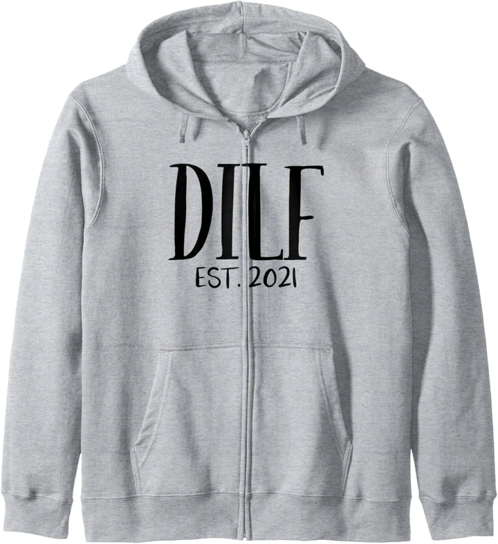Lustiges Baby Shower Geschenk DILF Est 2021 Erwartender Papa Kapuzenjacke