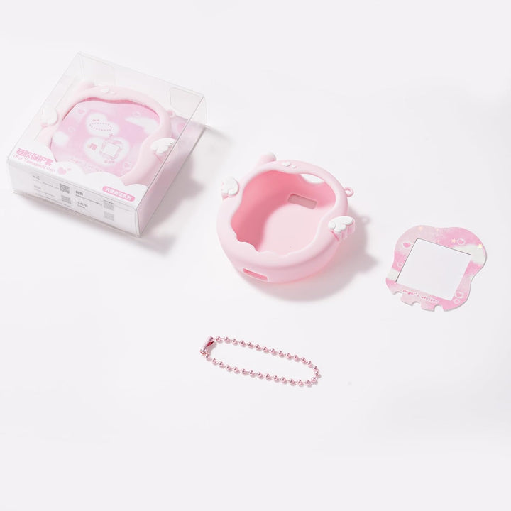 Kuitmor Süsses Engel-Flüstern Silikonhülle für Tamagotchi Uni, Ganzkörperschutz-Hülle mit Deko-Stick