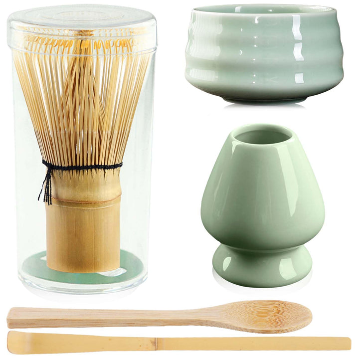 5 Stück Matcha Tee set, Matcha set mit Matcha Besen, Matcha Schale aus Keramik, Bambusbesen Matcha B